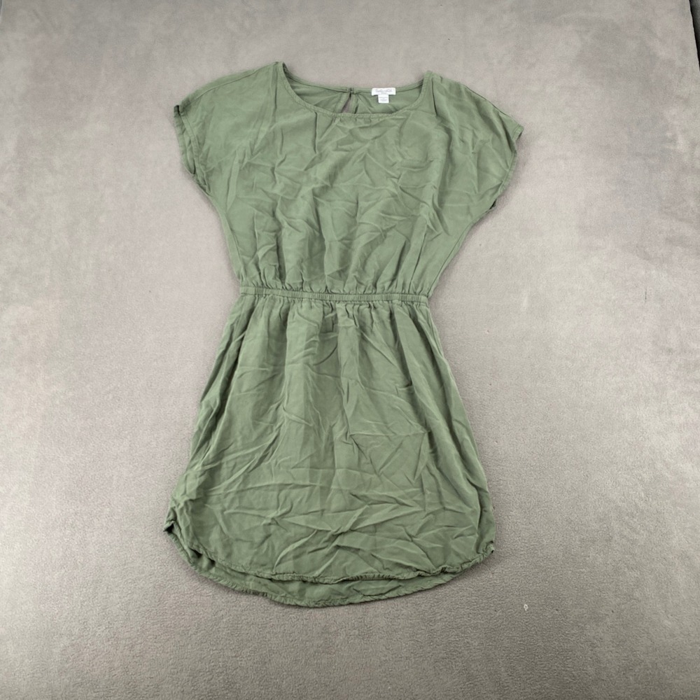 Splendid Olive Green Rayon Elastic Waist Mini Dress SD9A3664RO Small